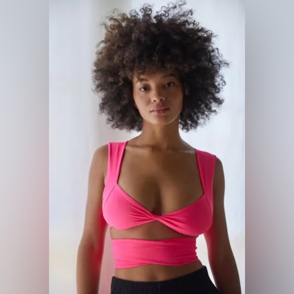 Pink Wrap Ribbon Bra Swim Top